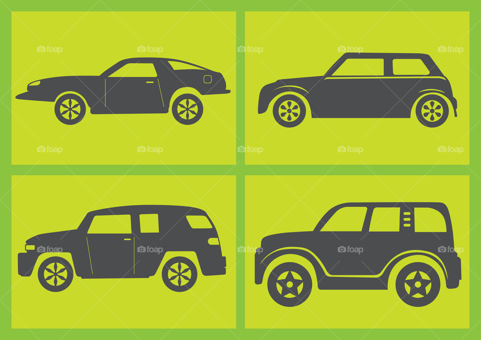 Illustrations of four cars