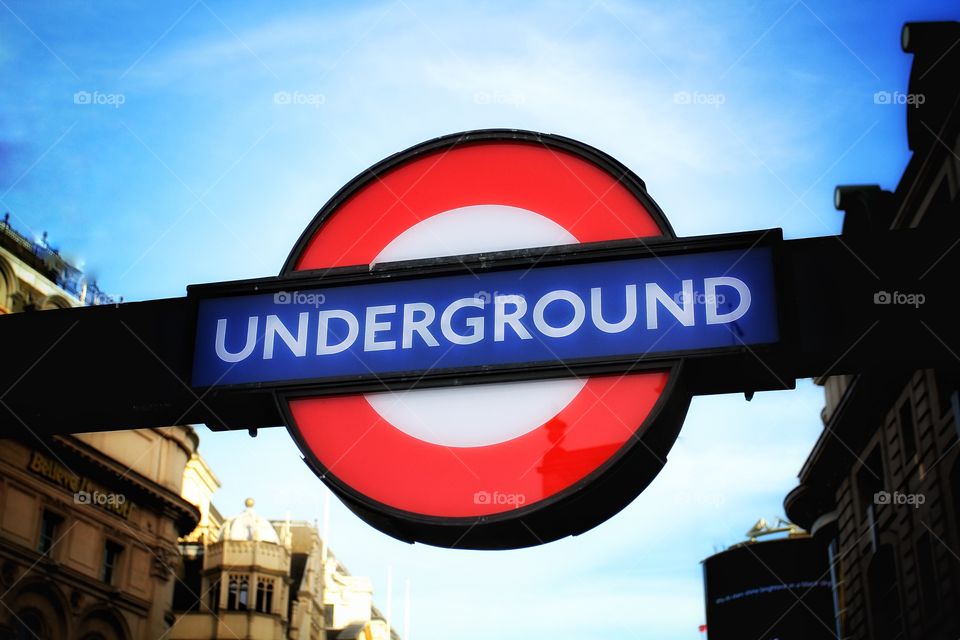 A London Underground illuminated sign.