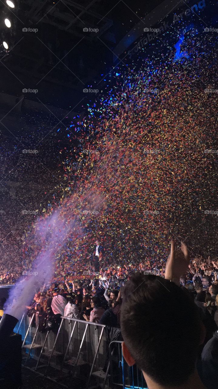 Confetti released during an Arkells concert, Toronto, 2019
