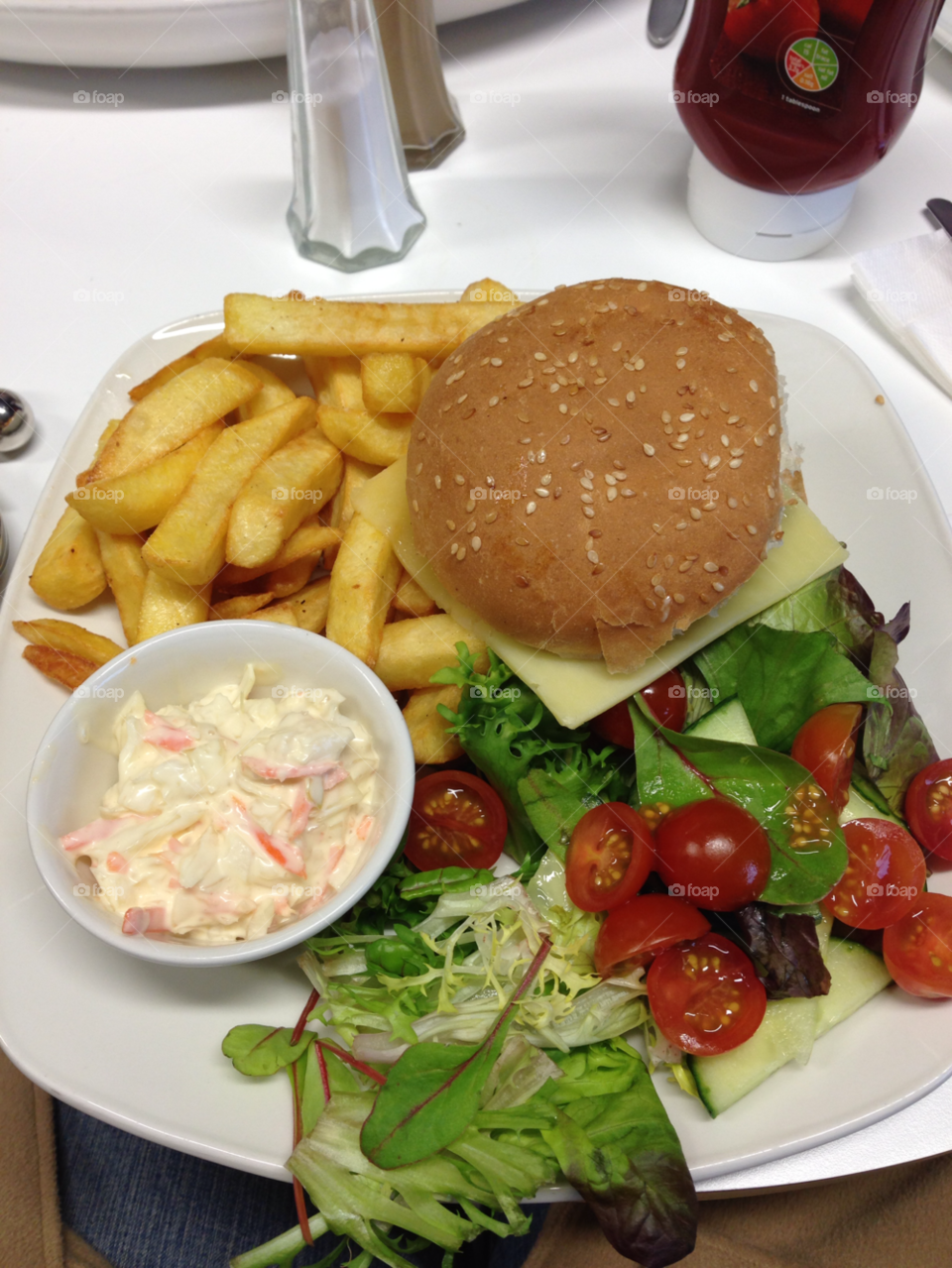 food eat salad burger by anglauderdale