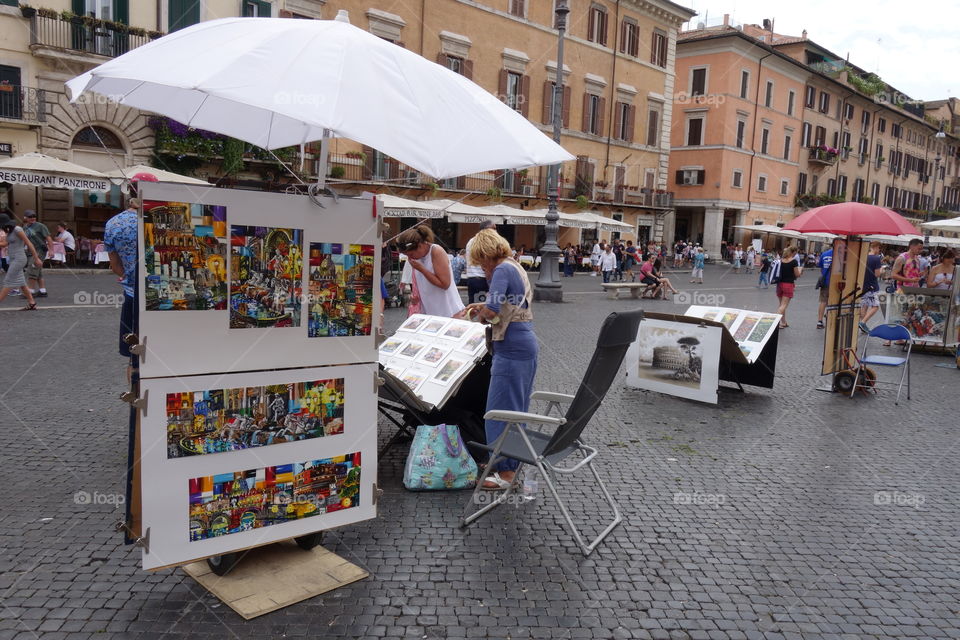 Painters at work in Rome.