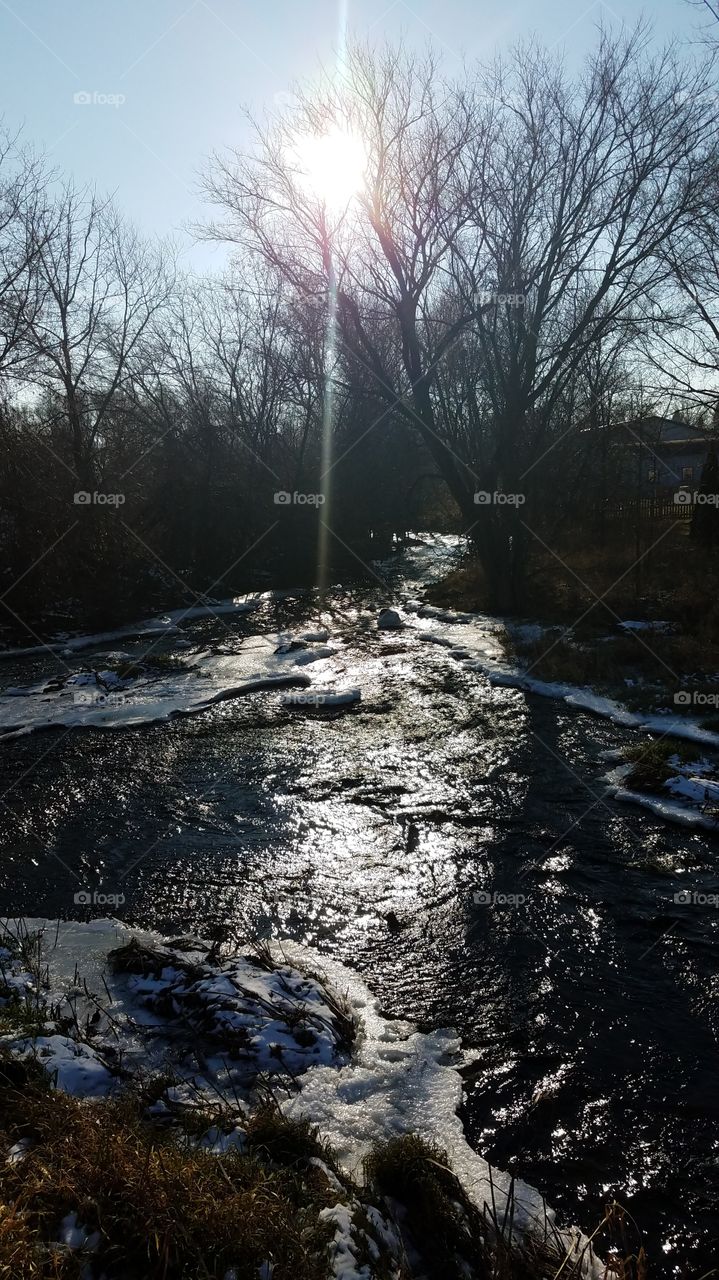 partially frosted river