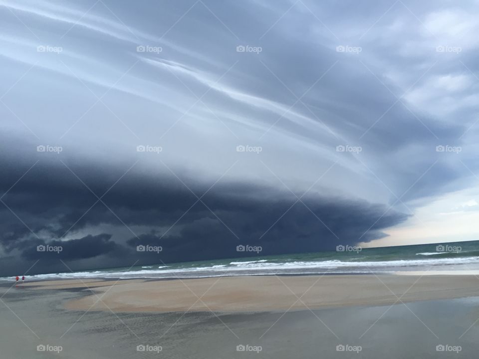 Shelf clouds ahead of a storm at the beach