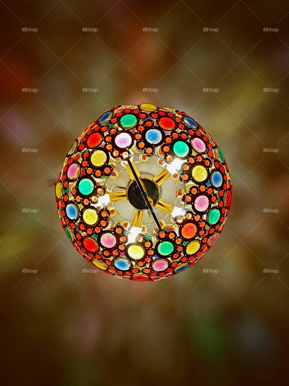 round shape chandelier with rainbow colour