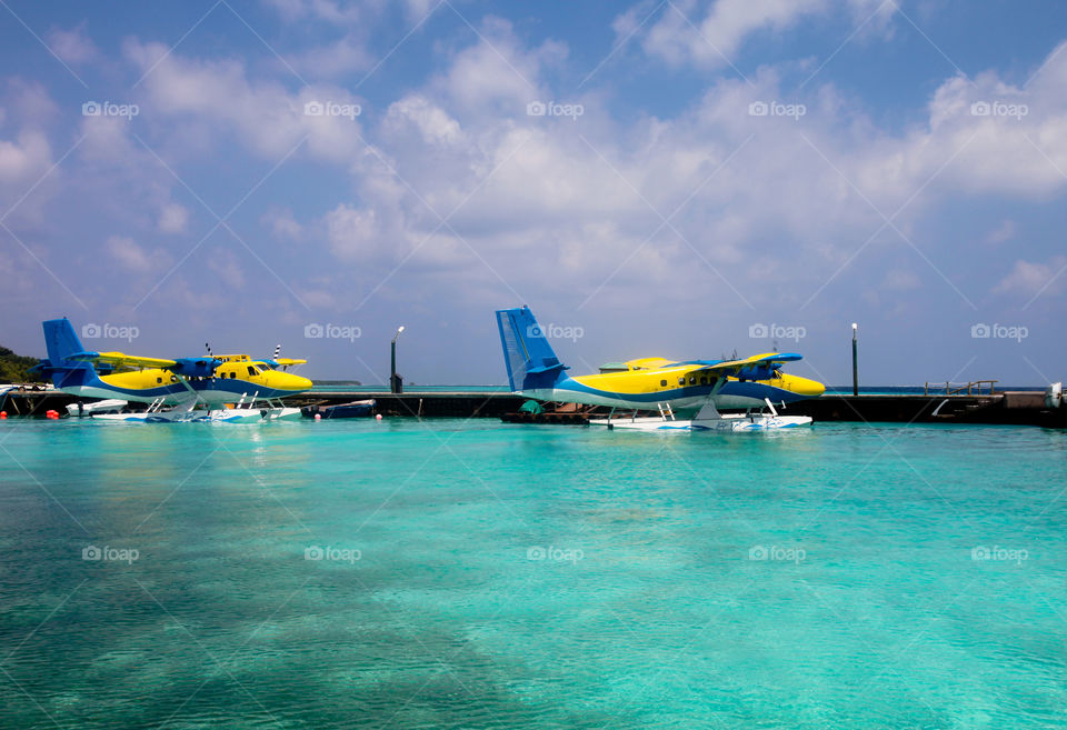 Seaplanes in The Maldives. 