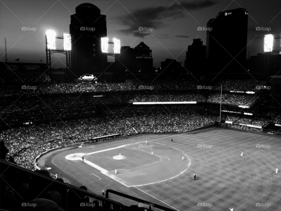 skyline fan black and white stadium by ohhlookabunny