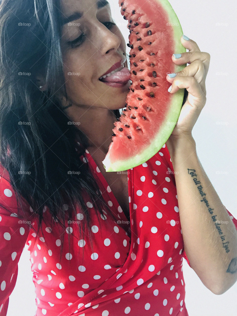 Cute girl eat watermelon 