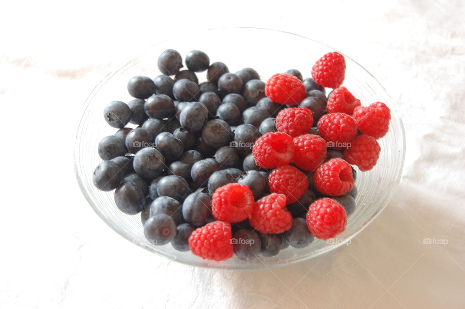 Blueberries and raspberries