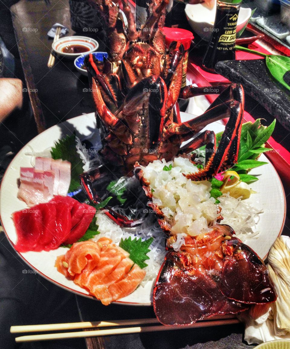 Spiny Lobster. First time for anything right? Sashimi style lobster!! Soooo yummy. 