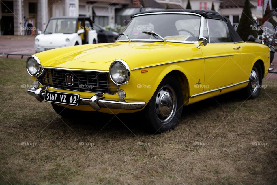 classic vintage car  Fiat 1500 coupe cabriolet 1965 at Le Touquet France vintage car owner exhibition