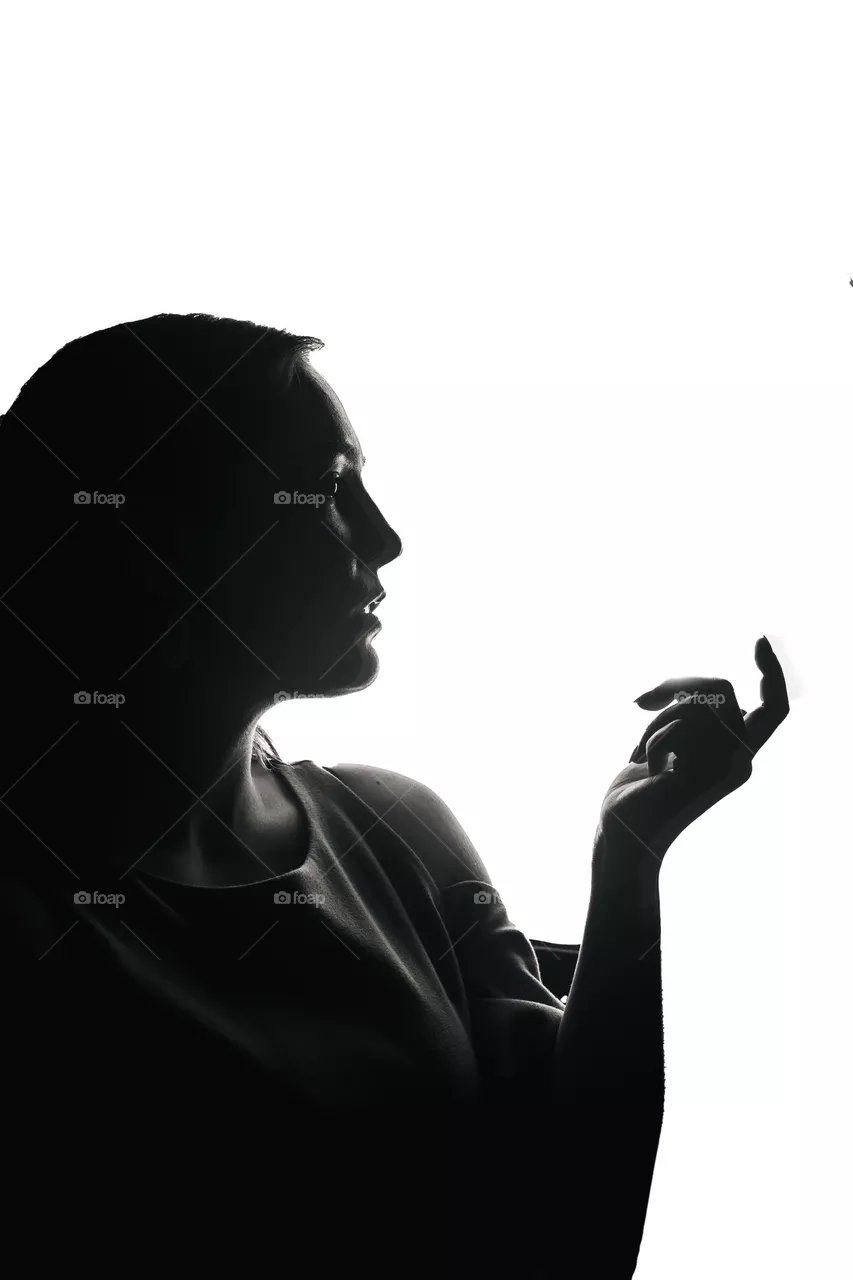 Sillhoute Black and White Photo of a women