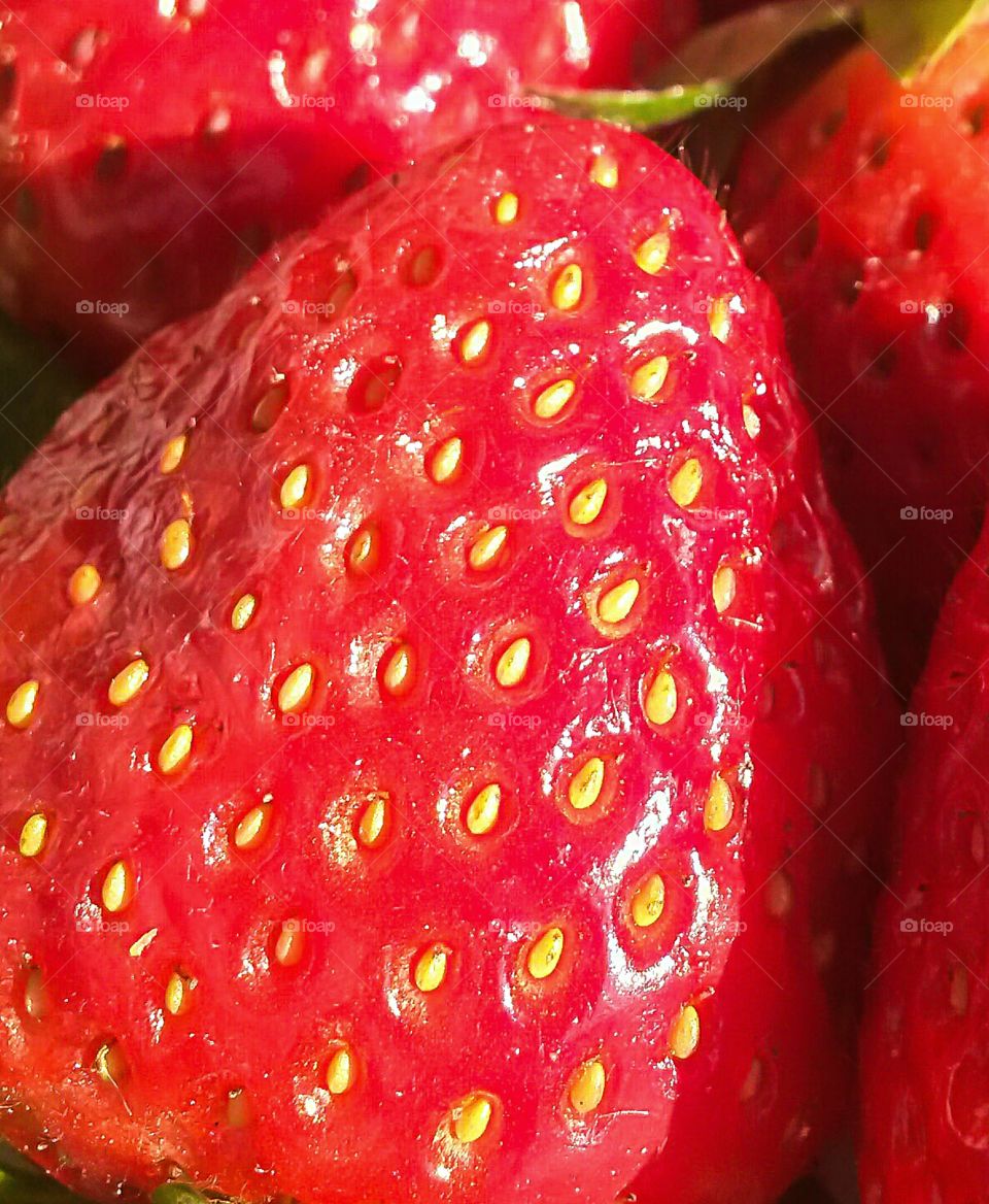 macro of strawberry