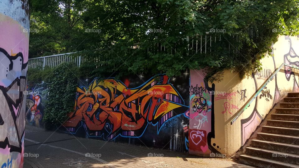 Graffiti wall stairs colors art