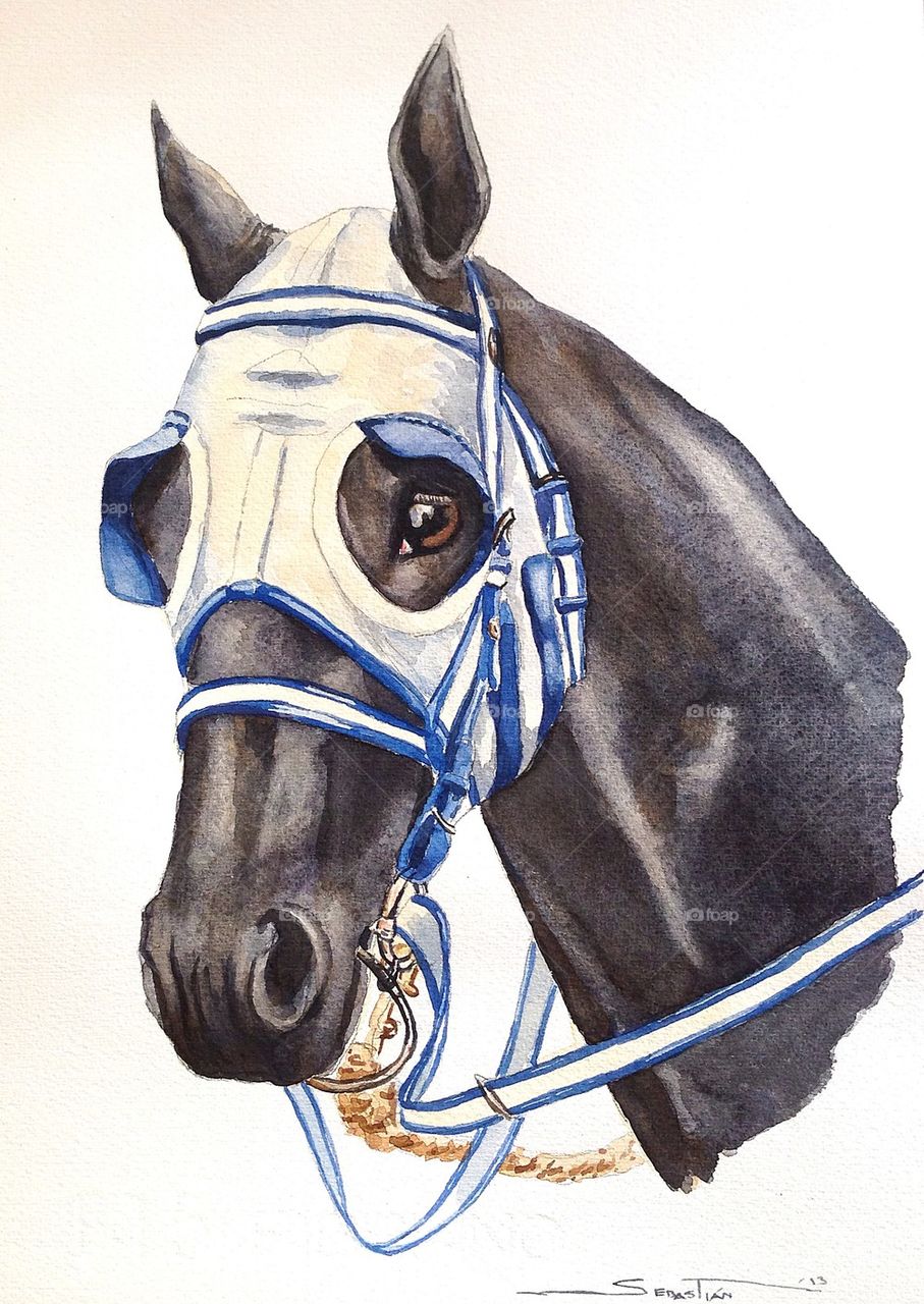 Watercolor race horse