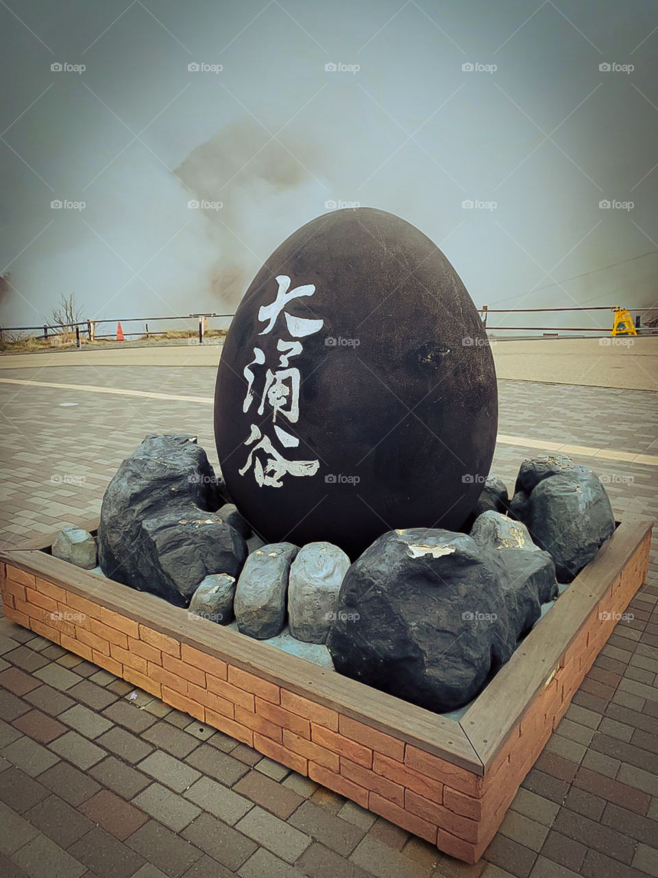 beautiful black stone in Japan in winter season