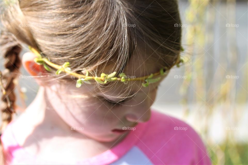 wearing a willow wreath