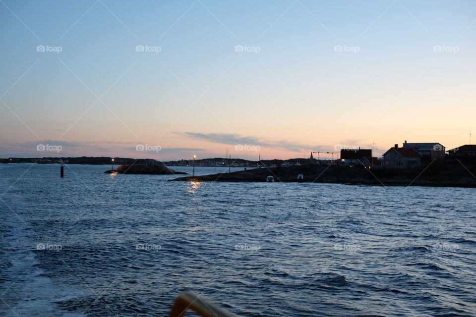 Water, Sunset, Sea, No Person, Watercraft