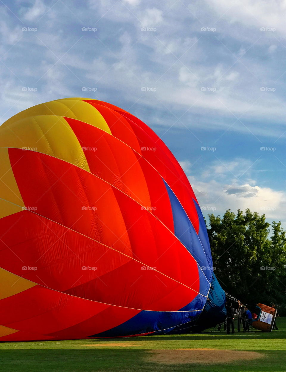 Colorful hot-air-balloons at a summer festival in Prineville in Central Oregon on a summer morning 