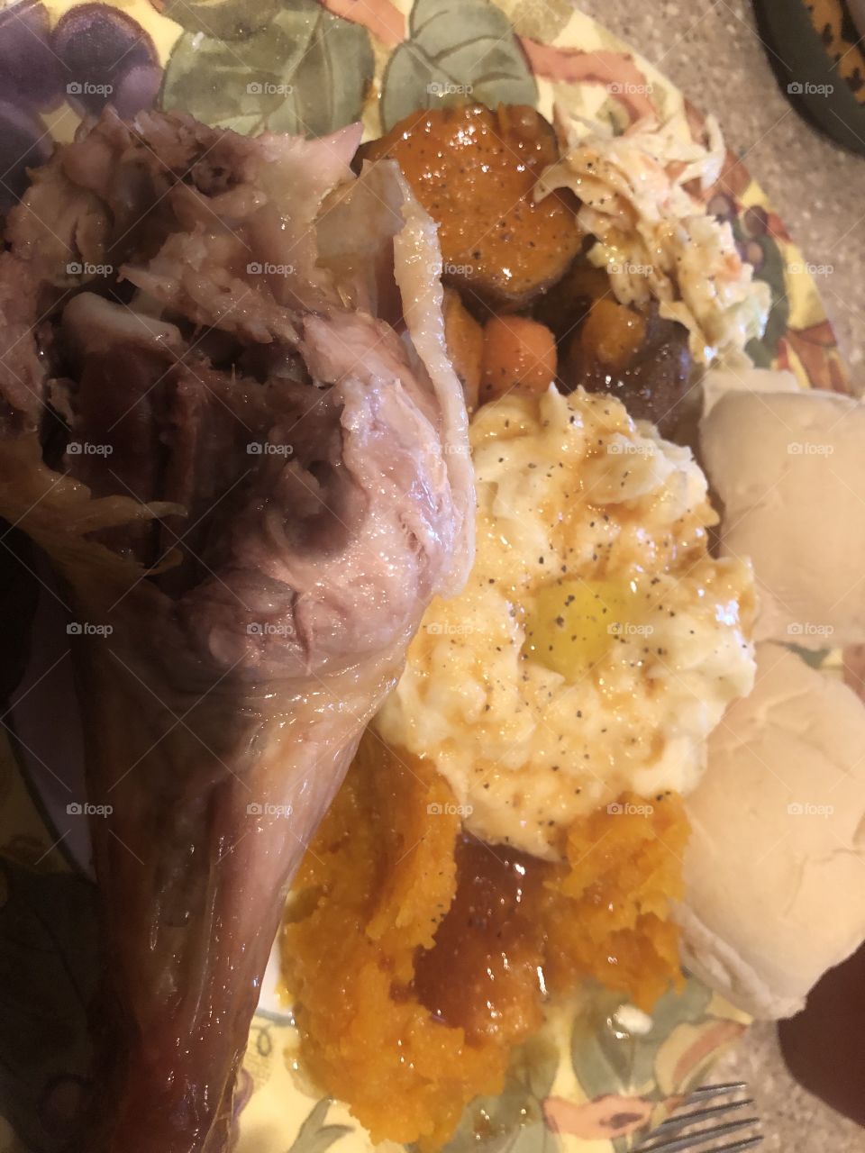 A delicious Thanksgiving day plate of food