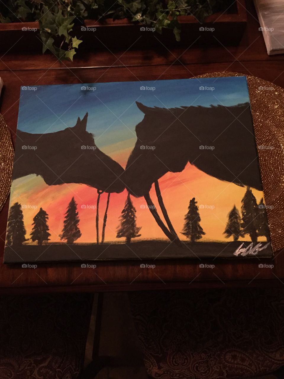 Horse silhouette painting
