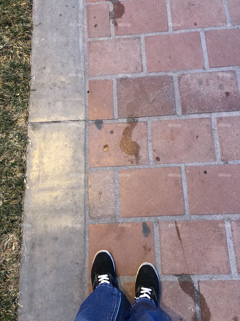 Paved sidewalk feet