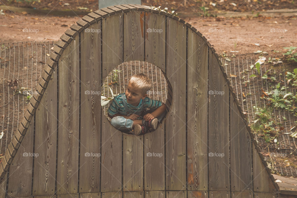 Little boy as framed object