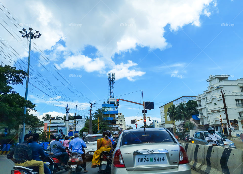 traffic jam in a city point