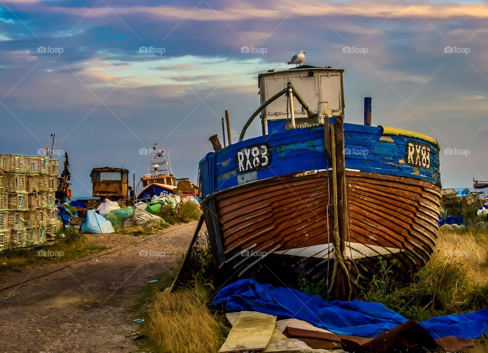 Fishing boats at Hastings working fishermen’s beach, Rock a nor.