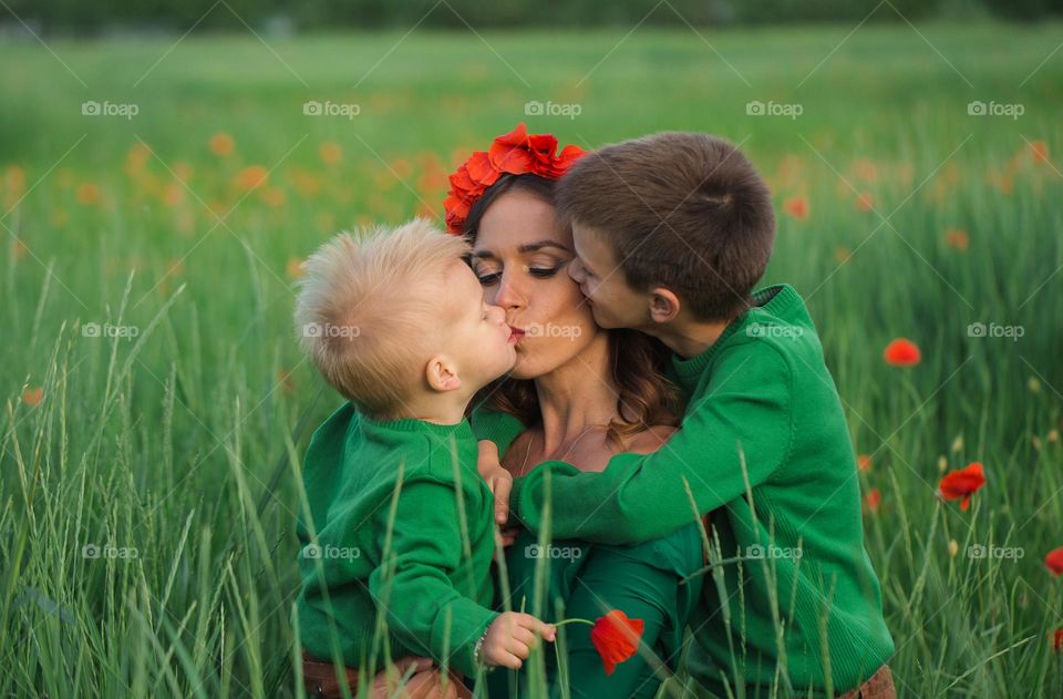 loving family, children and parents together. dad and mom spend time with children