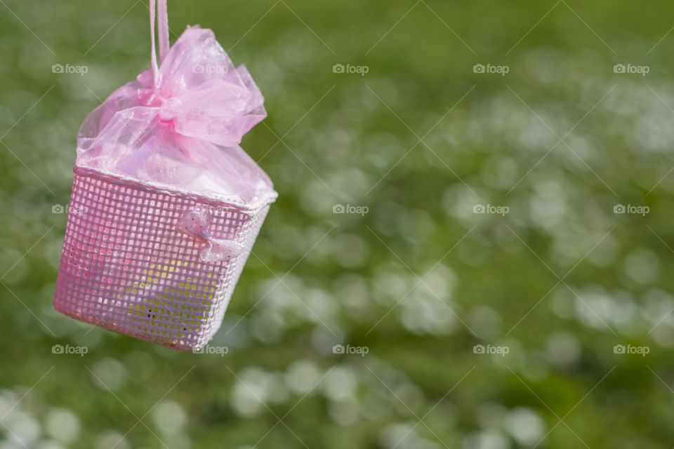 pink basket hanging