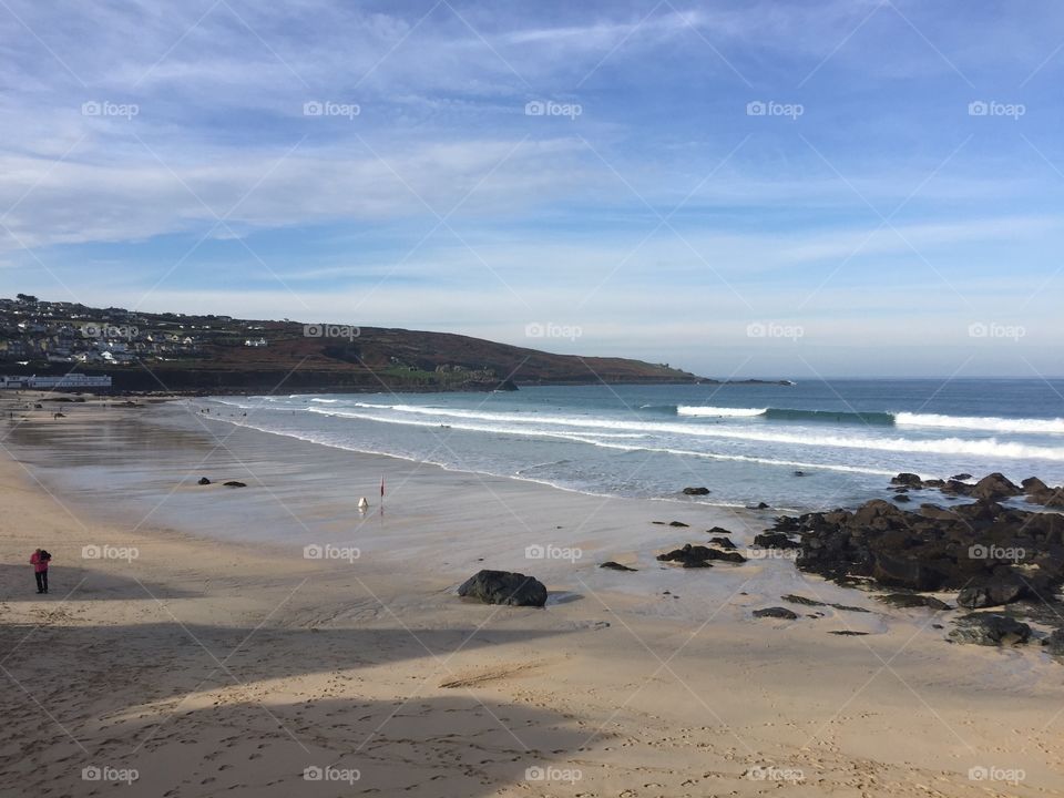 Porthmeor Beach at low tide