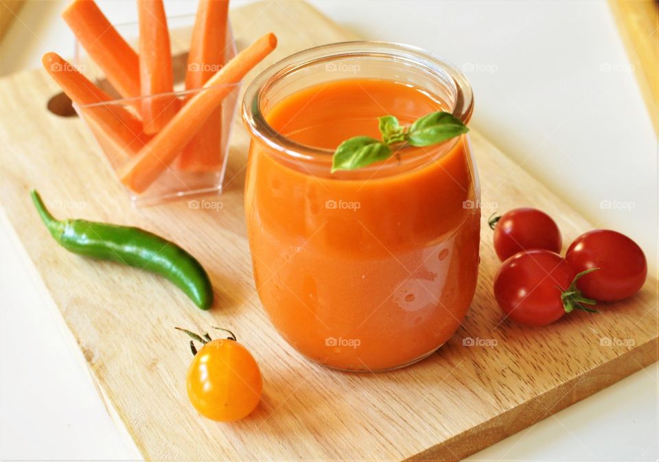 Fresh homemade carrot juice