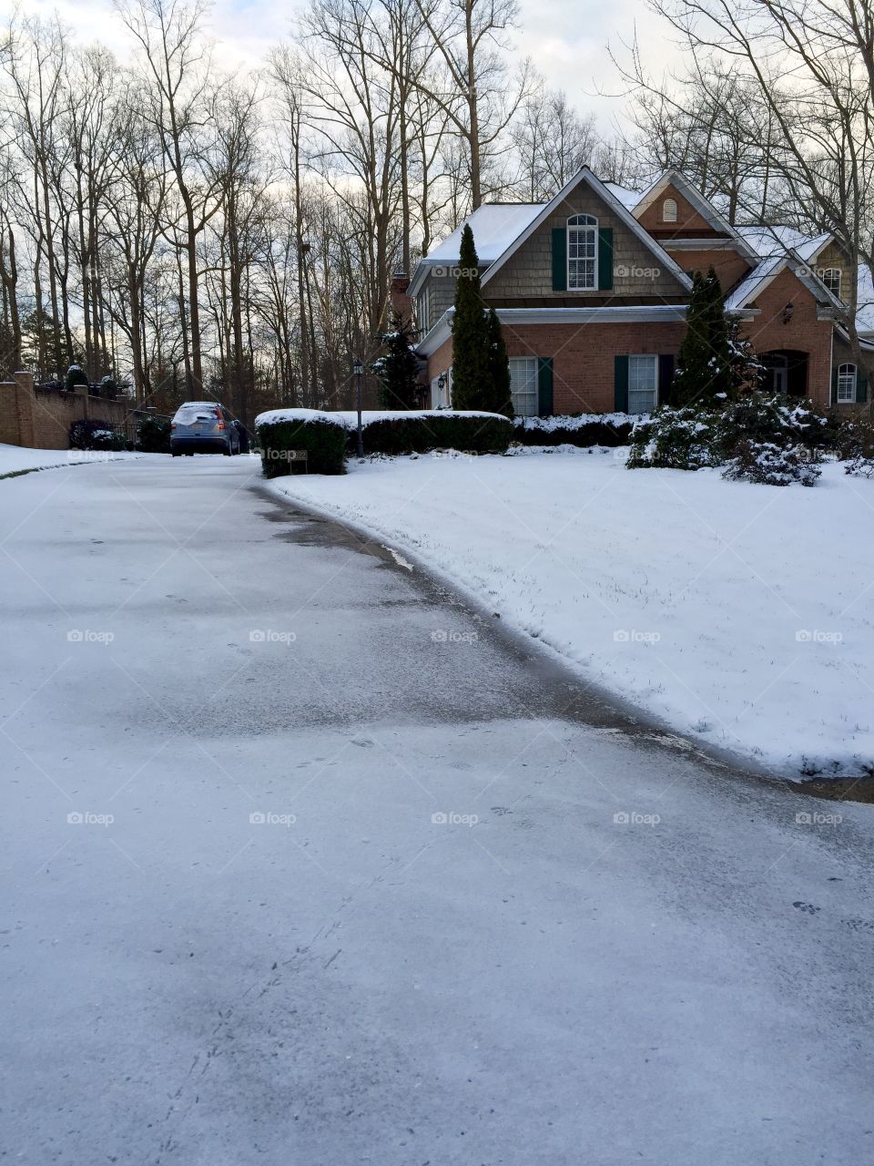 Snow, Winter, Road, House, No Person