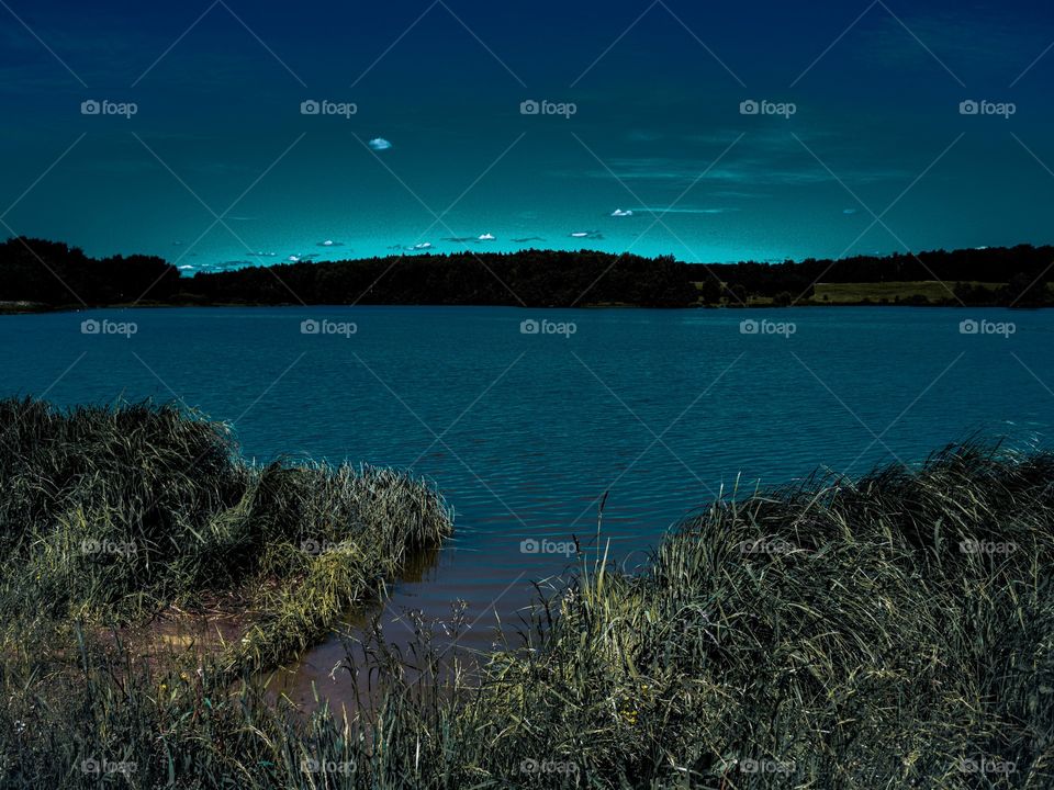 Mysterious night lake