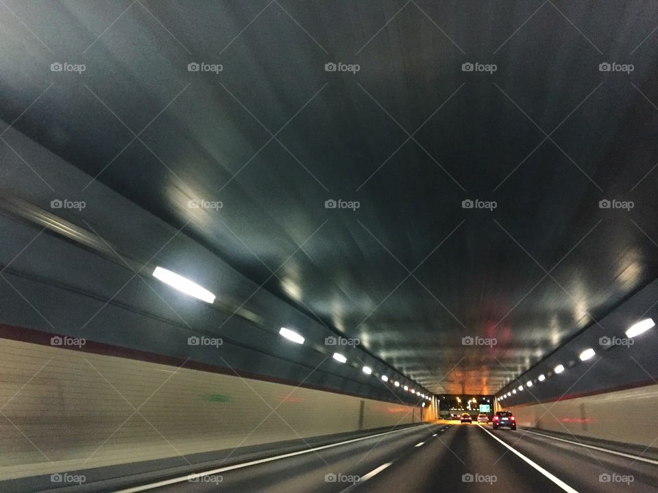 Interior of illuminated tunnel