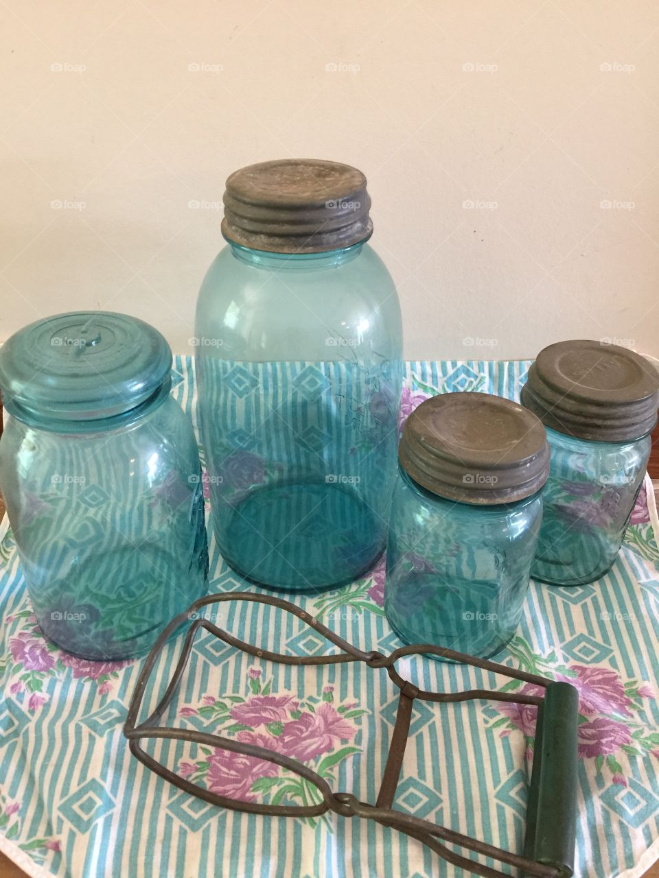 Old blue canning jars