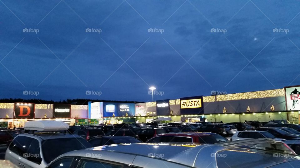 Shopping center by night