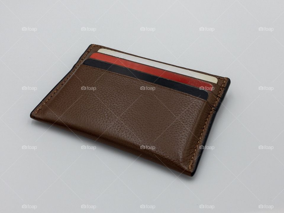 Brown leather credit card case