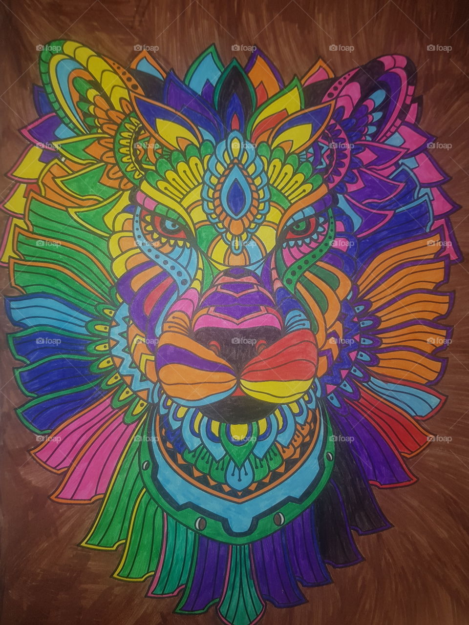 An imaginative colored lion, Art.