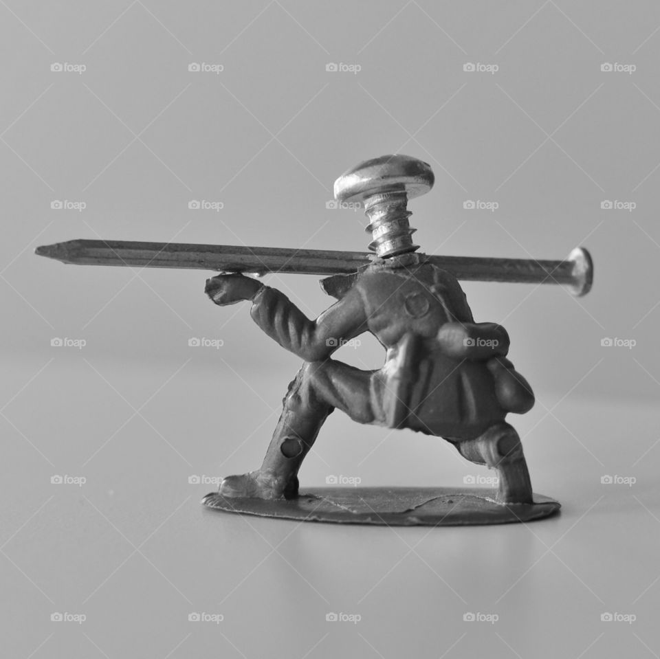 Nail/screw toy soldier
