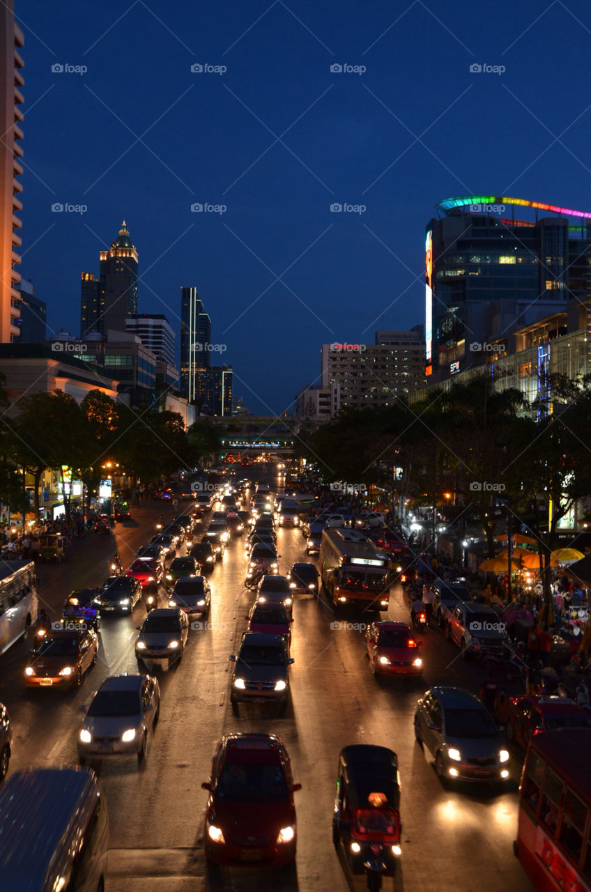 cars lights bangkok jam by lanocheloca