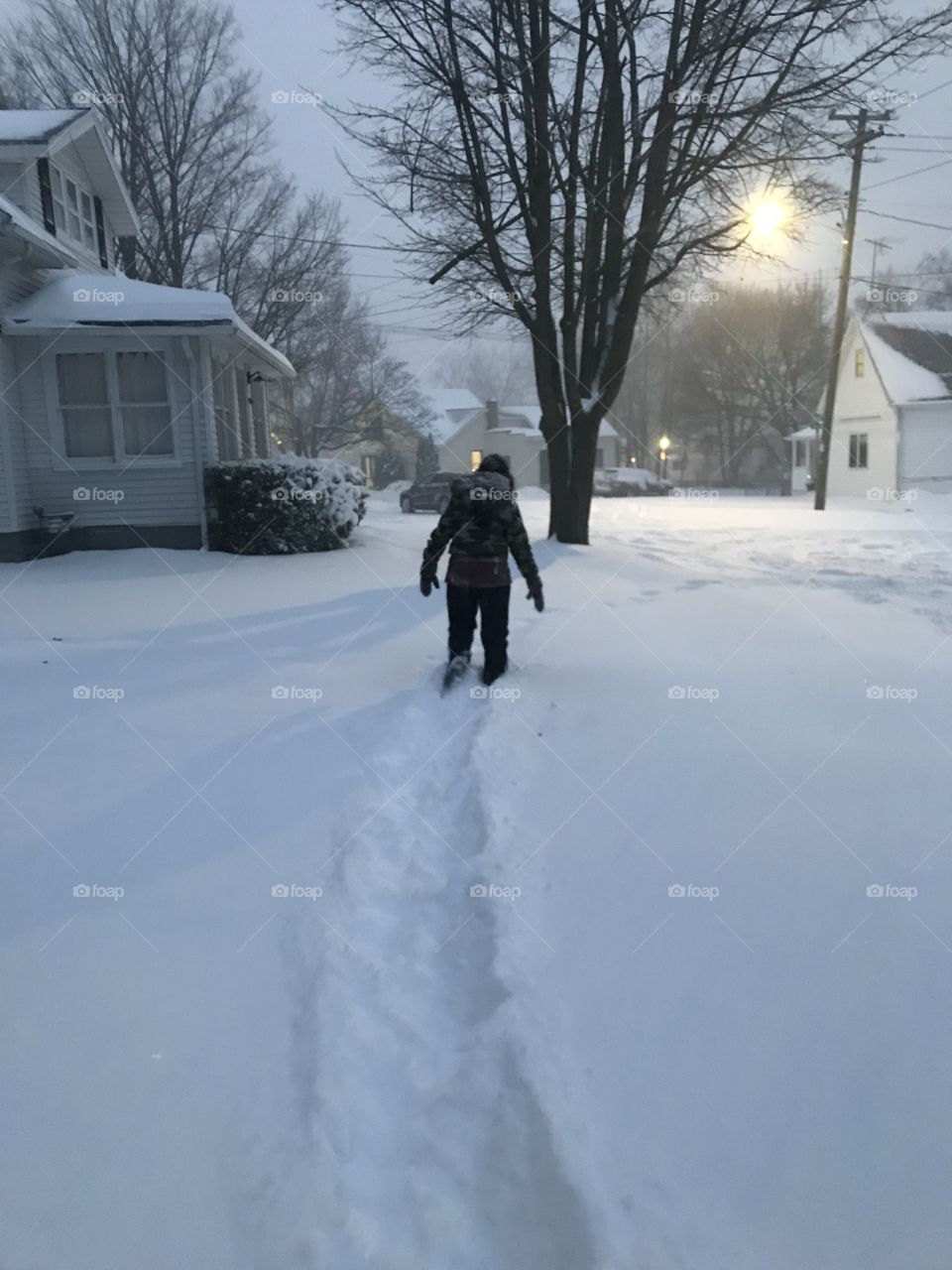 Walking in the snowstorm 