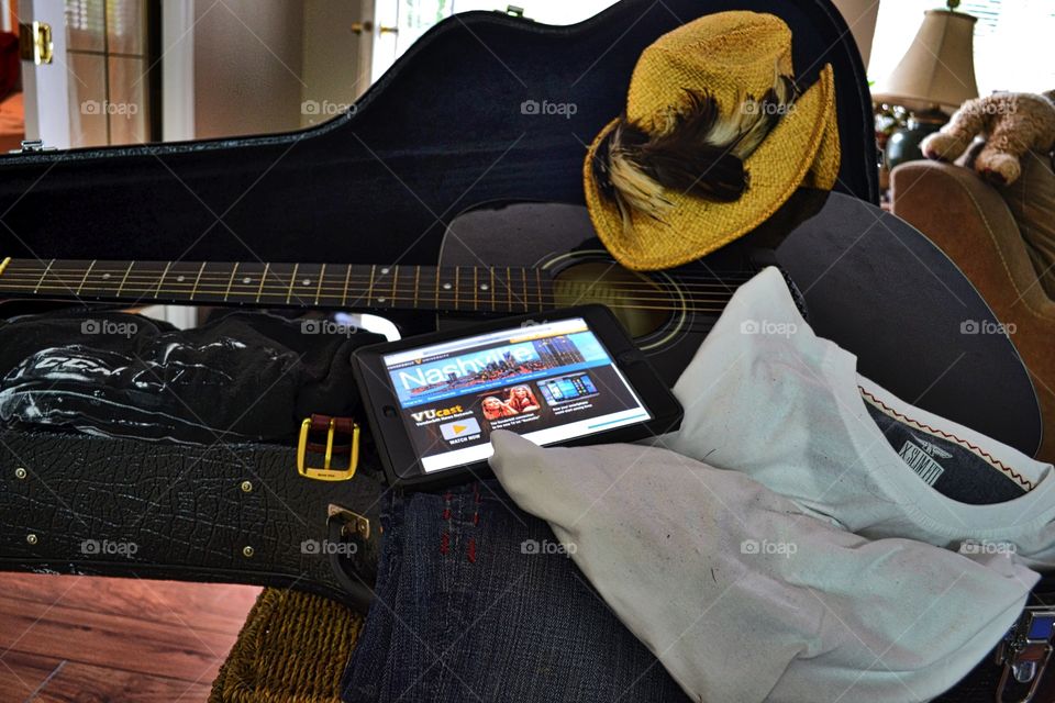 Packing for Nashville trip. Musician packing for Nashville trip