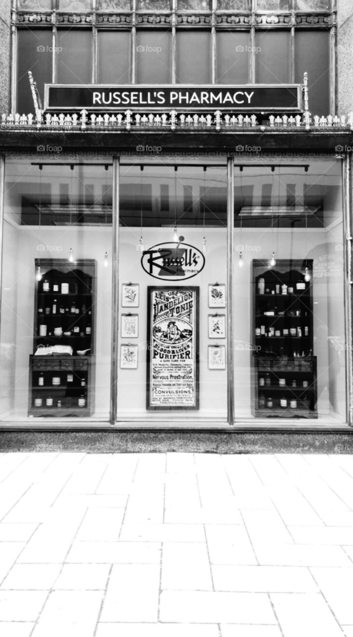 B&W vintage pharmacy 