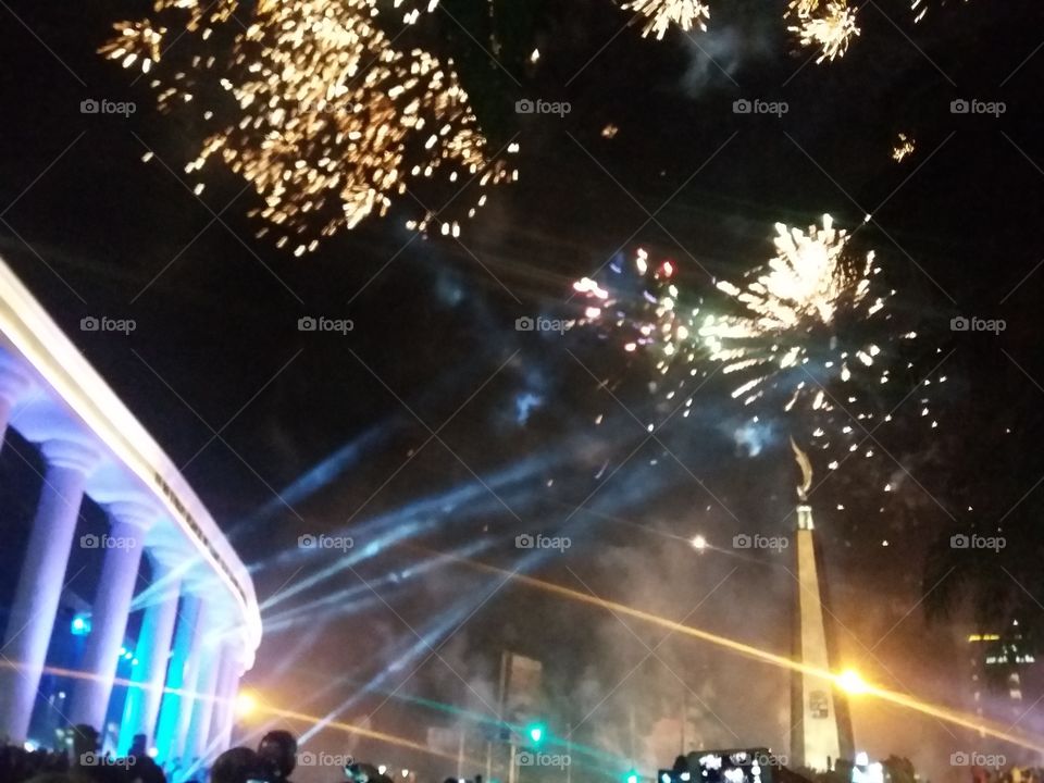 fireworks new year 2018 at bogor city indonesia country