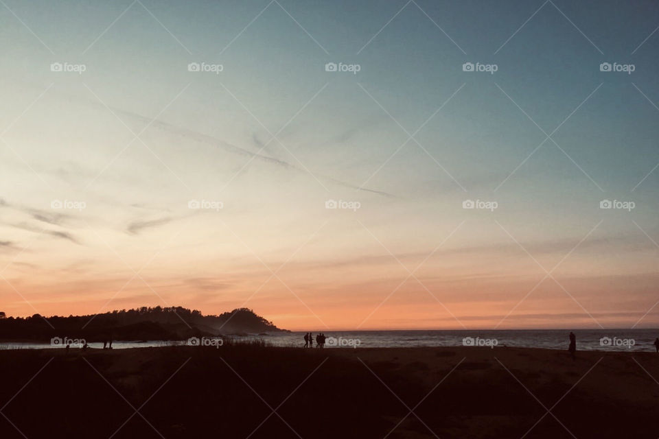 Blue and orange sunset at beach