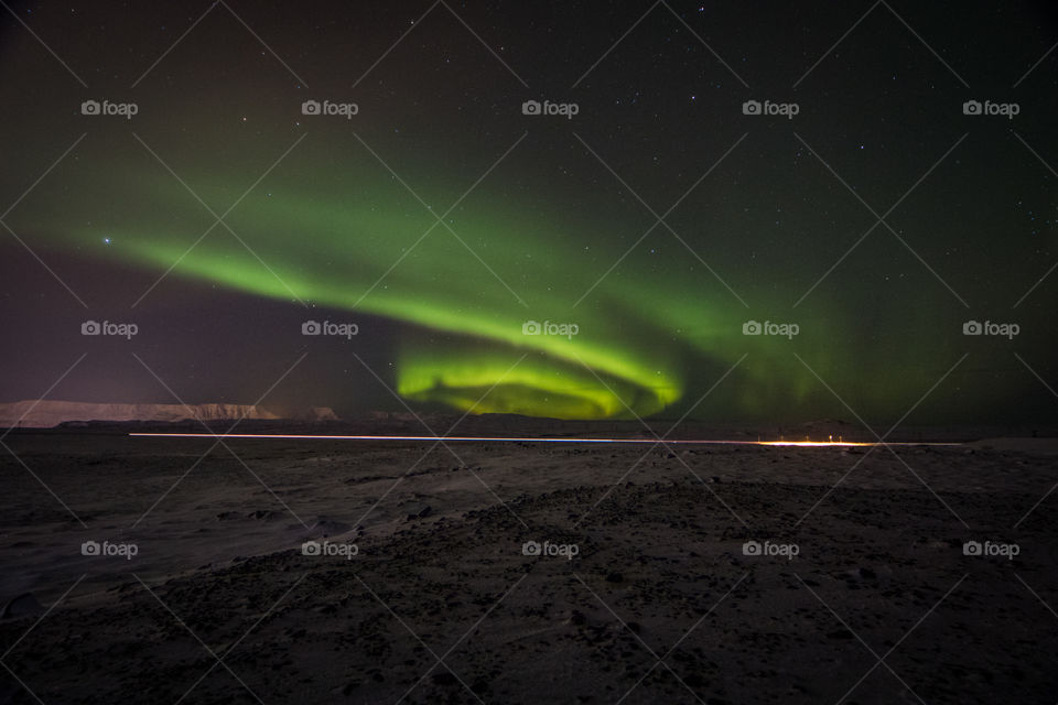 Scenic view of aurora borealis at night