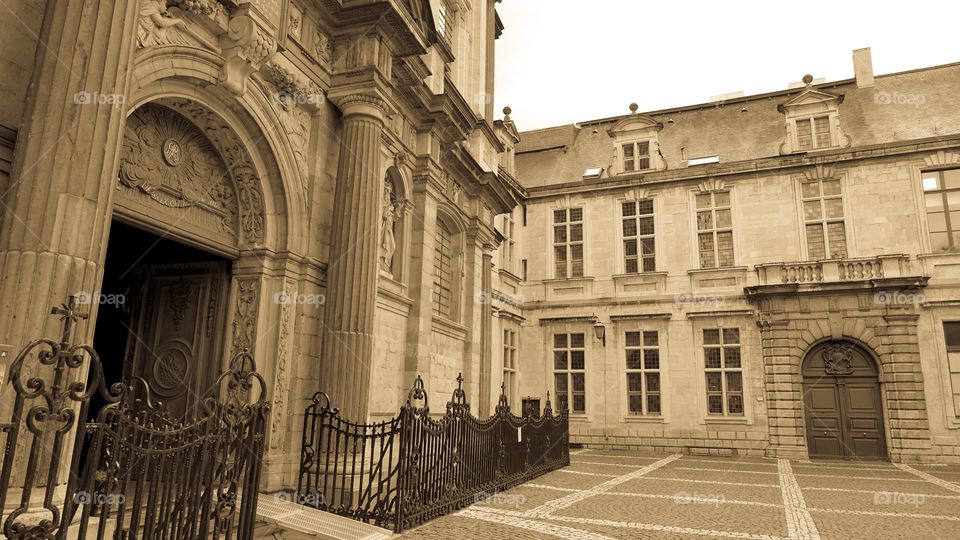 Old buildings on a square in Antwerp, Belgium.