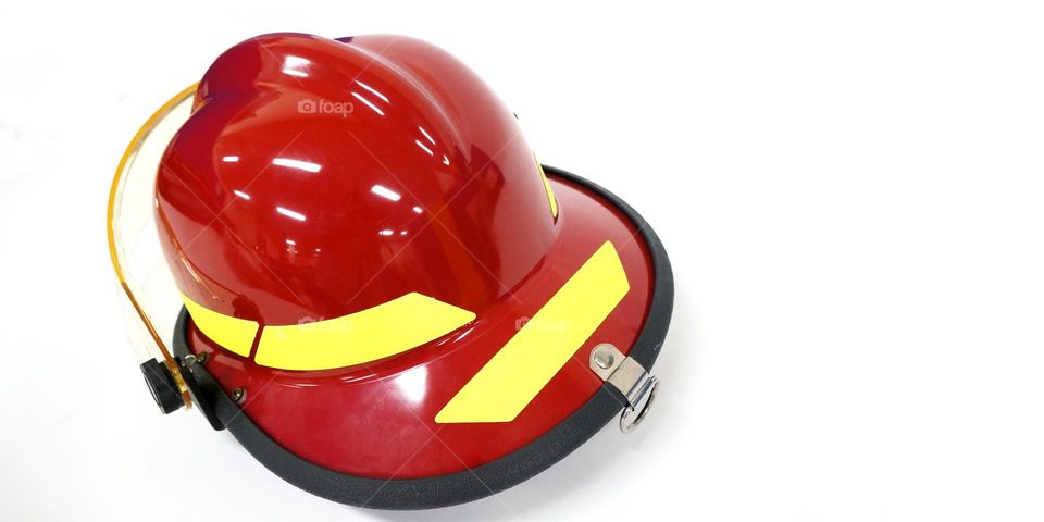 A special helmet for firefighters, this safety helmet is red