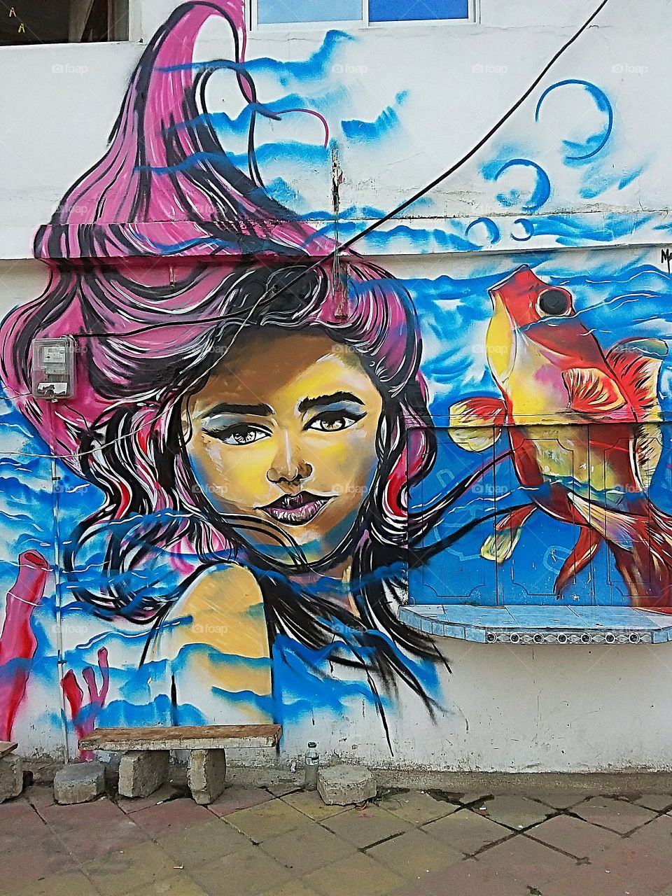 Street art in a small town of San Clemente, Ecuador